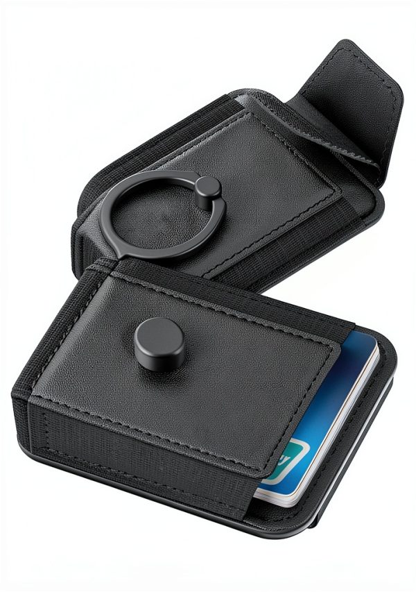 Magnetic Phone Wallet with Ring Black Phone Grip-4