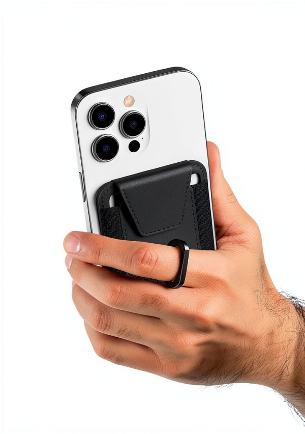Magnetic Phone Wallet with Ring Black Phone Grip-3