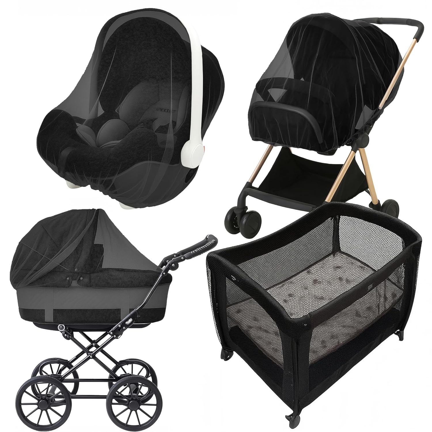Baby stroller with mosquito net cover