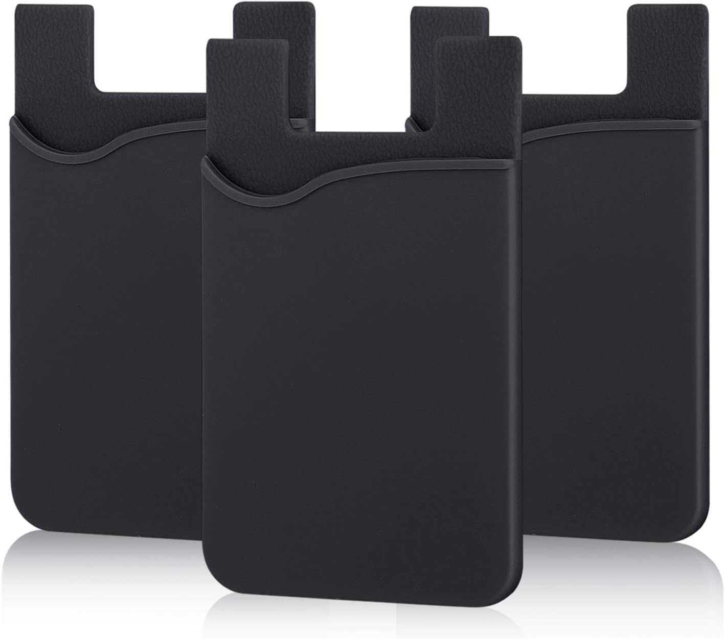 Installing Pofesun Silicone Card Holder for Smartphones on a wooden desk