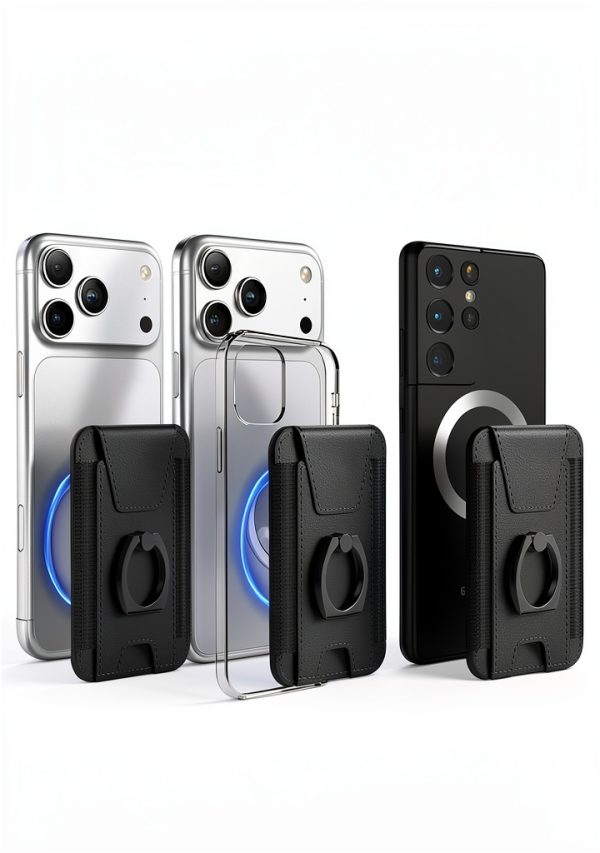 Magnetic Phone Wallet with Ring Black Phone Grip-8
