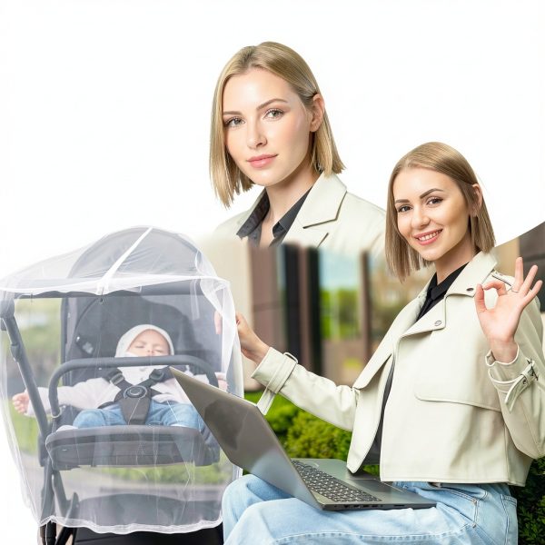 Baby Stroller Netting VitalCozy Polyester White-6