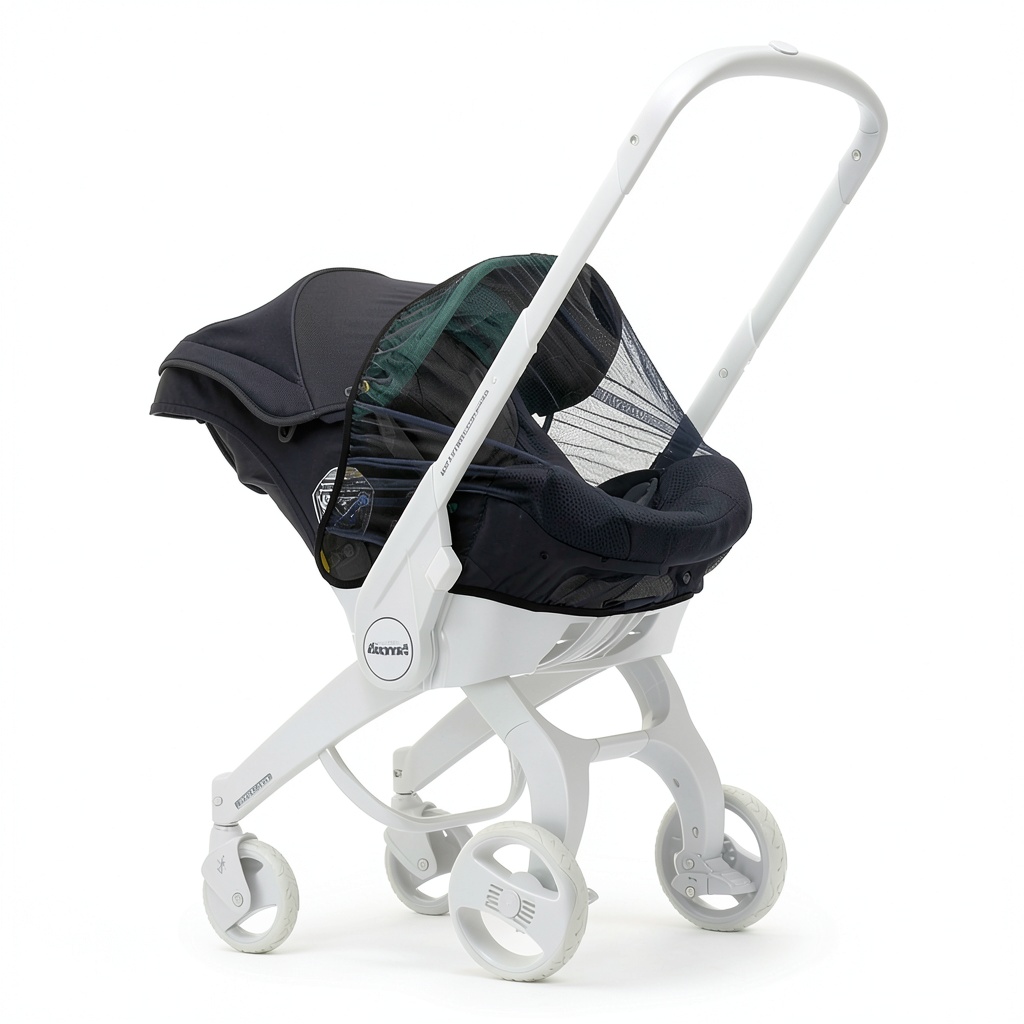 Doona Insect Net attached to a baby stroller
