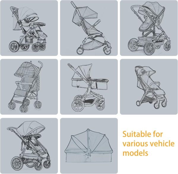 JOFOL BABE Baby Stroller Mosquito Net Upgrade Black-5