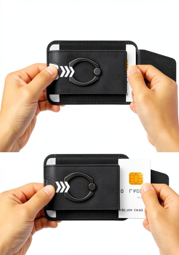 Magnetic Phone Wallet with Ring Black Phone Grip-6