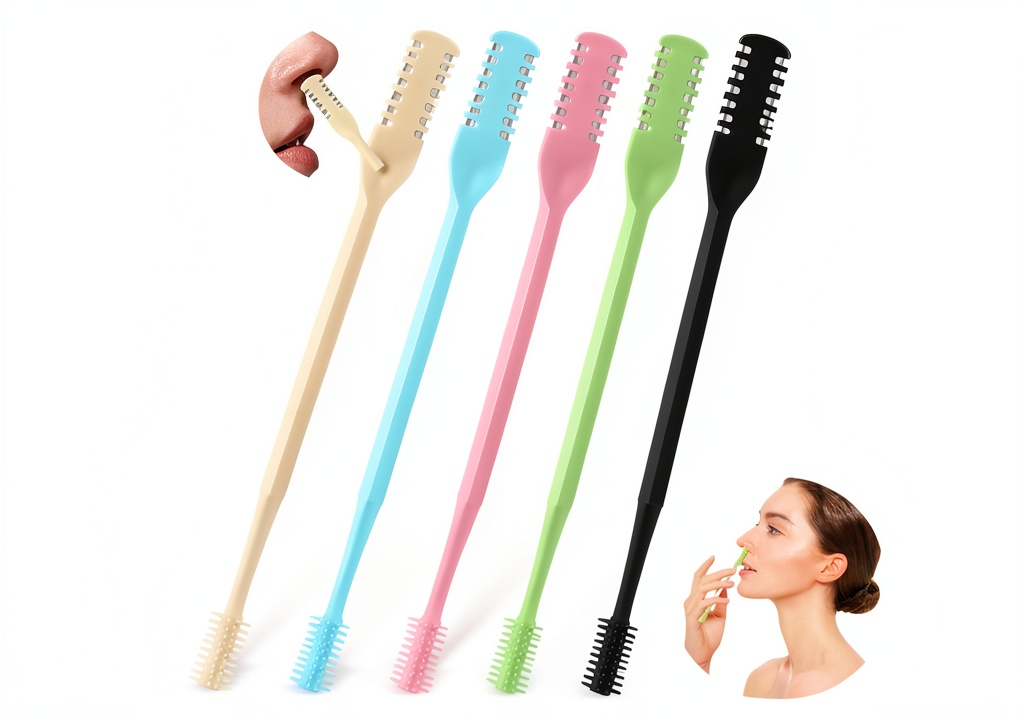 prgislew nose hair trimmer being used in a bathroom mirror