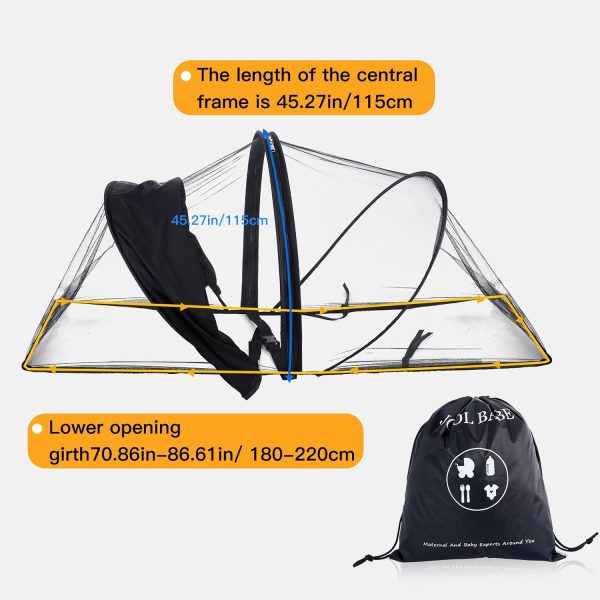 JOFOL BABE Baby Stroller Mosquito Net Upgrade Black-4