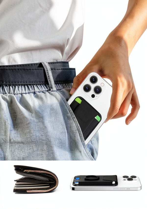 Magnetic Phone Wallet with Ring Black Phone Grip-7