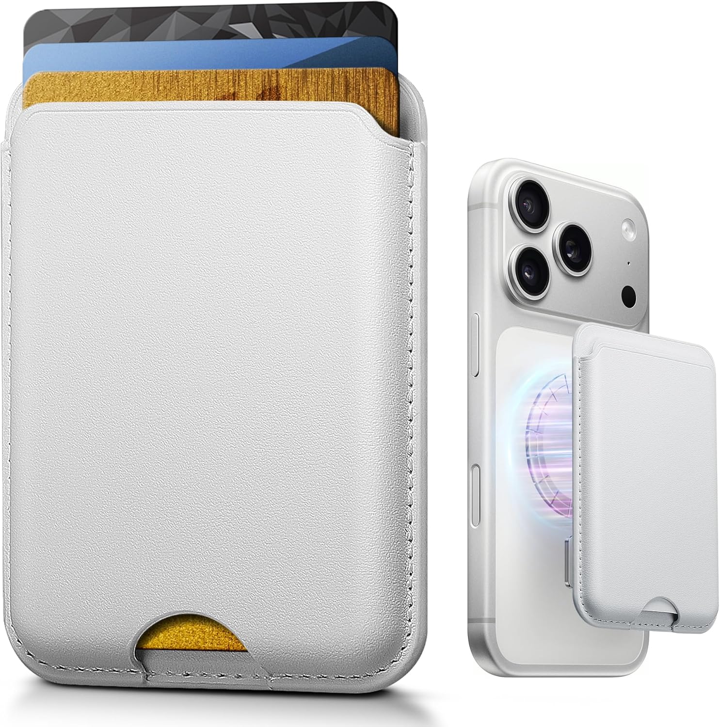 KCEASUA magnetic phone wallet on an iPhone