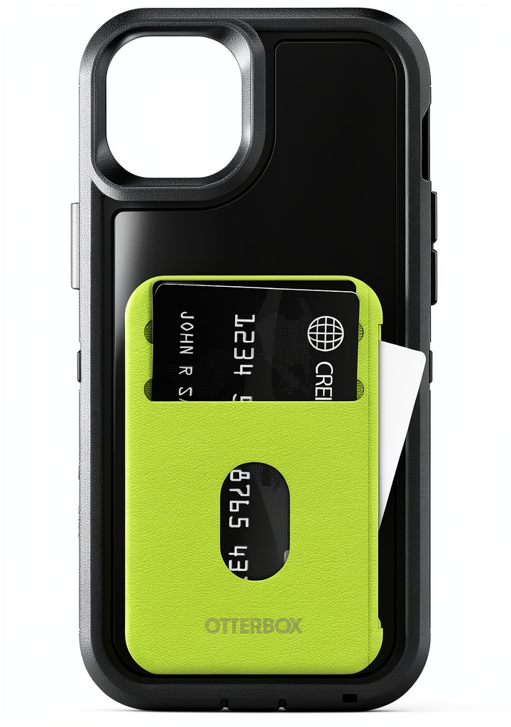 Installing OtterBox Green Card Holder for Cell Phones on a wooden desk