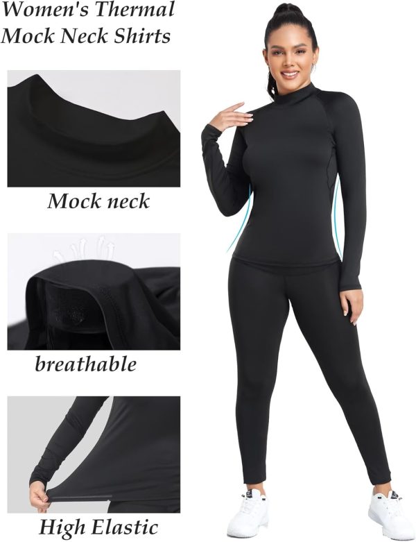 NebuKinex Women's Thermal Mock Turtleneck Tops-4