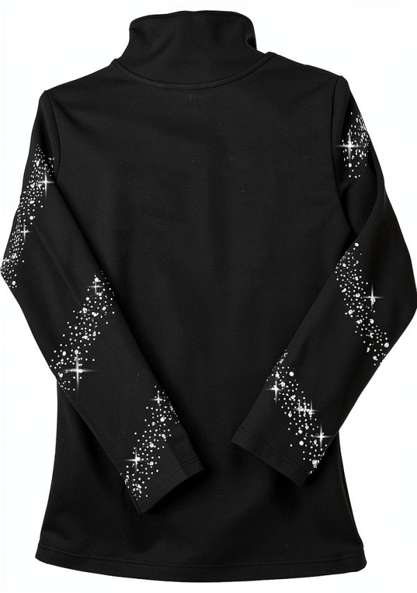 JoyCan Girls Ice Skating Jacket Black Sparkling Rhinestone-1