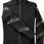 JoyCan Girls Ice Skating Jacket Black Sparkling Rhinestone-0