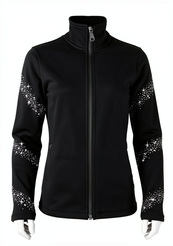 JoyCan Girls Ice Skating Jacket Black Sparkling Rhinestone-3