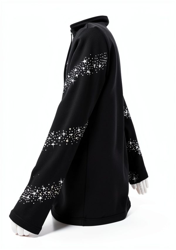 JoyCan Girls Ice Skating Jacket Black Sparkling Rhinestone-2