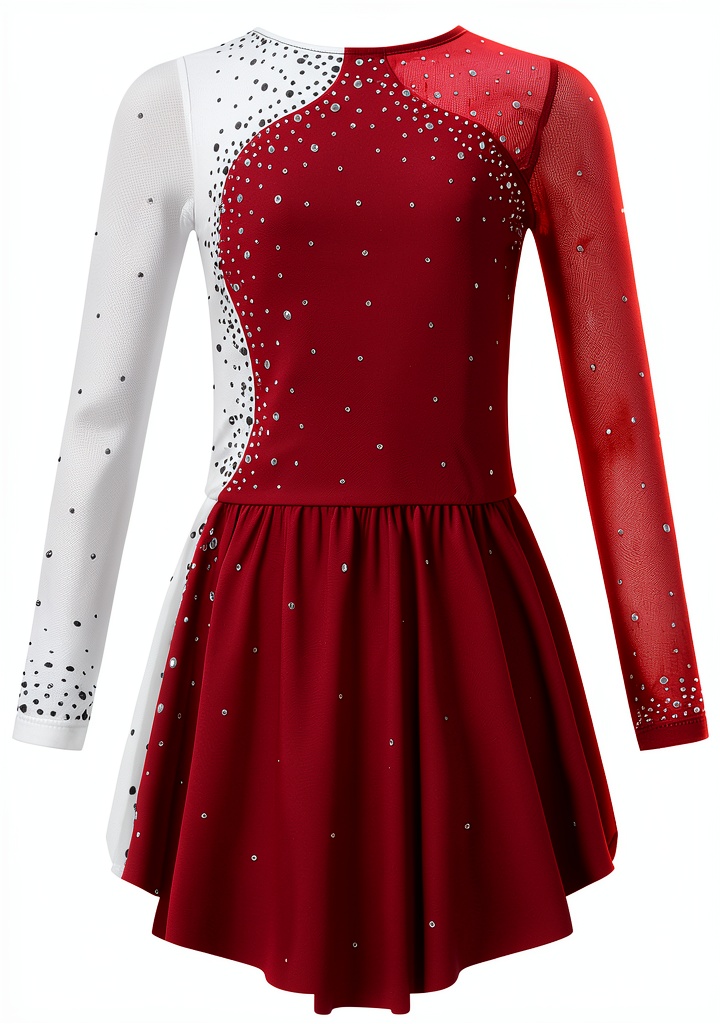 Girl wearing BrandX ice skating dress on the rink