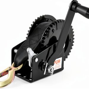 VEVOR Rope Crank, 800 LBS Capacity Heavy Duty Hand Winch with 33 FT Steel Wire Cable and Alloy Hook, w/ 2-Gear Two-Way Manual Operated Ratchet, for ATVs Boats Trailers Trucks Auto Marine-0