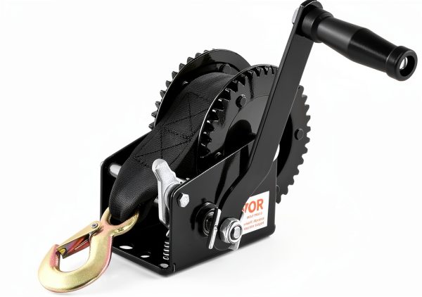 VEVOR Rope Crank, 800 LBS Capacity Heavy Duty Hand Winch with 33 FT Steel Wire Cable and Alloy Hook, w/ 2-Gear Two-Way Manual Operated Ratchet, for ATVs Boats Trailers Trucks Auto Marine-0