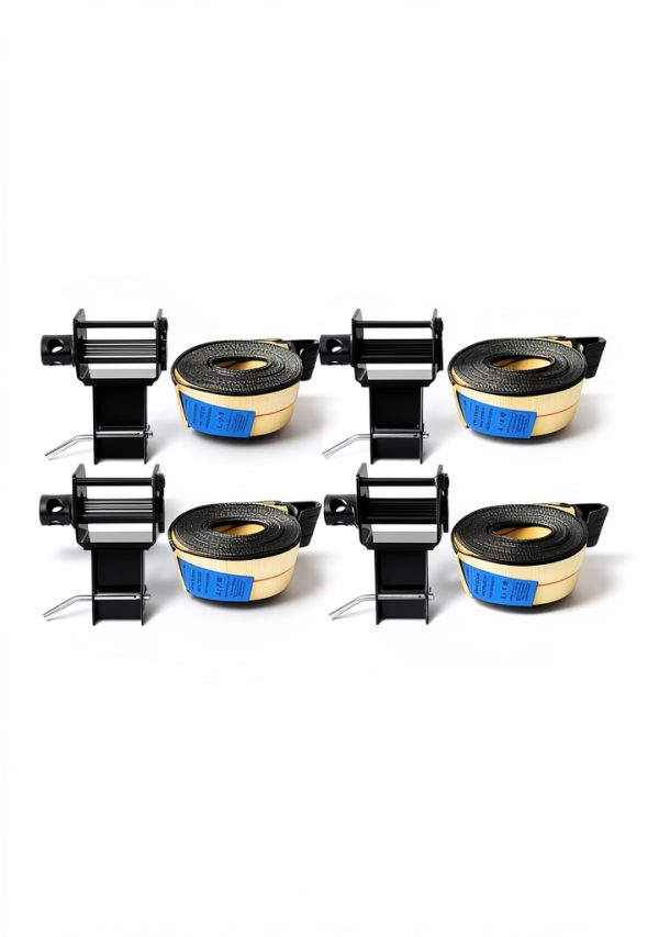 Set of 4 Heavy Duty Trailer Stake Pocket Winch with 4" x30' Ratchet Belt, 5400 lbs Capacity, 16,200 lbs Break Strength, Fits 1.5x3 inch Stake Pockets-2