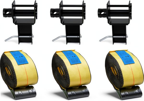 Set of 4 Heavy Duty Trailer Stake Pocket Winch with 4" x30' Ratchet Belt, 5400 lbs Capacity, 16,200 lbs Break Strength, Fits 1.5x3 inch Stake Pockets-0