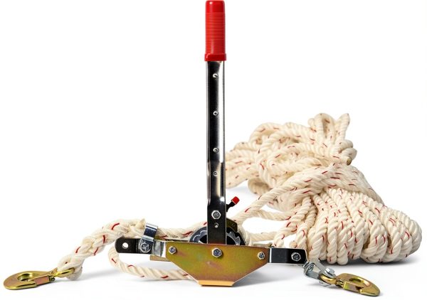 YINCHEN 3/4 Ton Rope Puller Winch 100ft 5/8in Polyester Rope Hooks-1