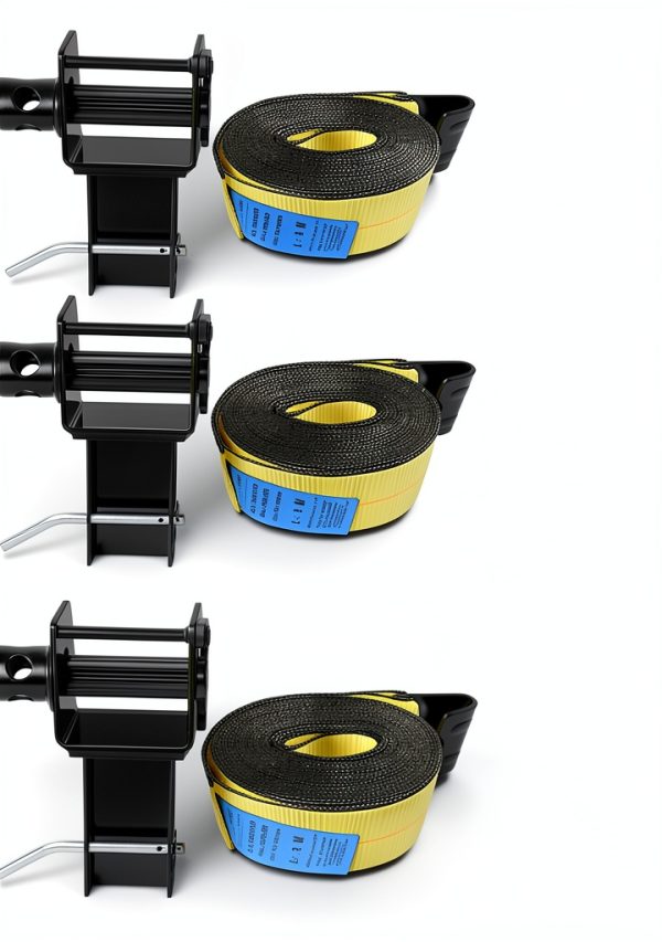 Set of 4 Heavy Duty Trailer Stake Pocket Winch with 4" x30' Ratchet Belt, 5400 lbs Capacity, 16,200 lbs Break Strength, Fits 1.5x3 inch Stake Pockets-3
