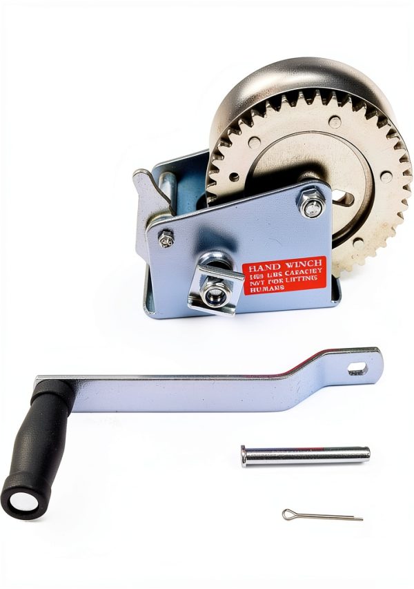 1400 LBS Pulling Ratchet Winch Fit for Universal Boat Parts Trailers Marine Hand Winch Manual Winch Silvery Steel Galvanized-1