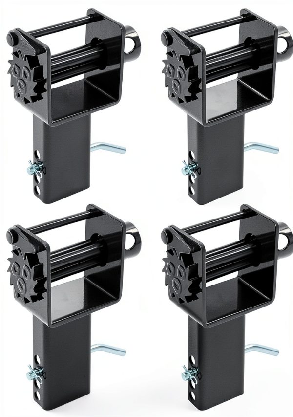 Heavy Duty Trailer Stake Pocket Winch Set of 4 – 5400 lbs Load Capacity, 16200 lbs Breaking Strength Carbon Steel Flatbed Truck Winch for Tie Down Straps, Cargo Securement(4 Hole)-0