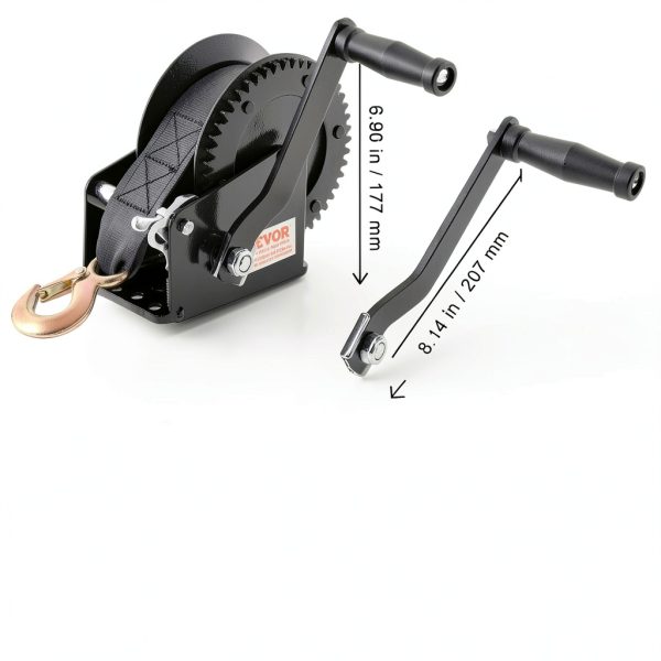 Hand Winch VEVOR 1600 lb with 33 ft Polyester Strap Two‑Way Ratchet-6