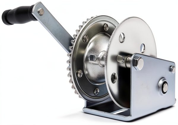 1400 LBS Pulling Ratchet Winch Fit for Universal Boat Parts Trailers Marine Hand Winch Manual Winch Silvery Steel Galvanized-3